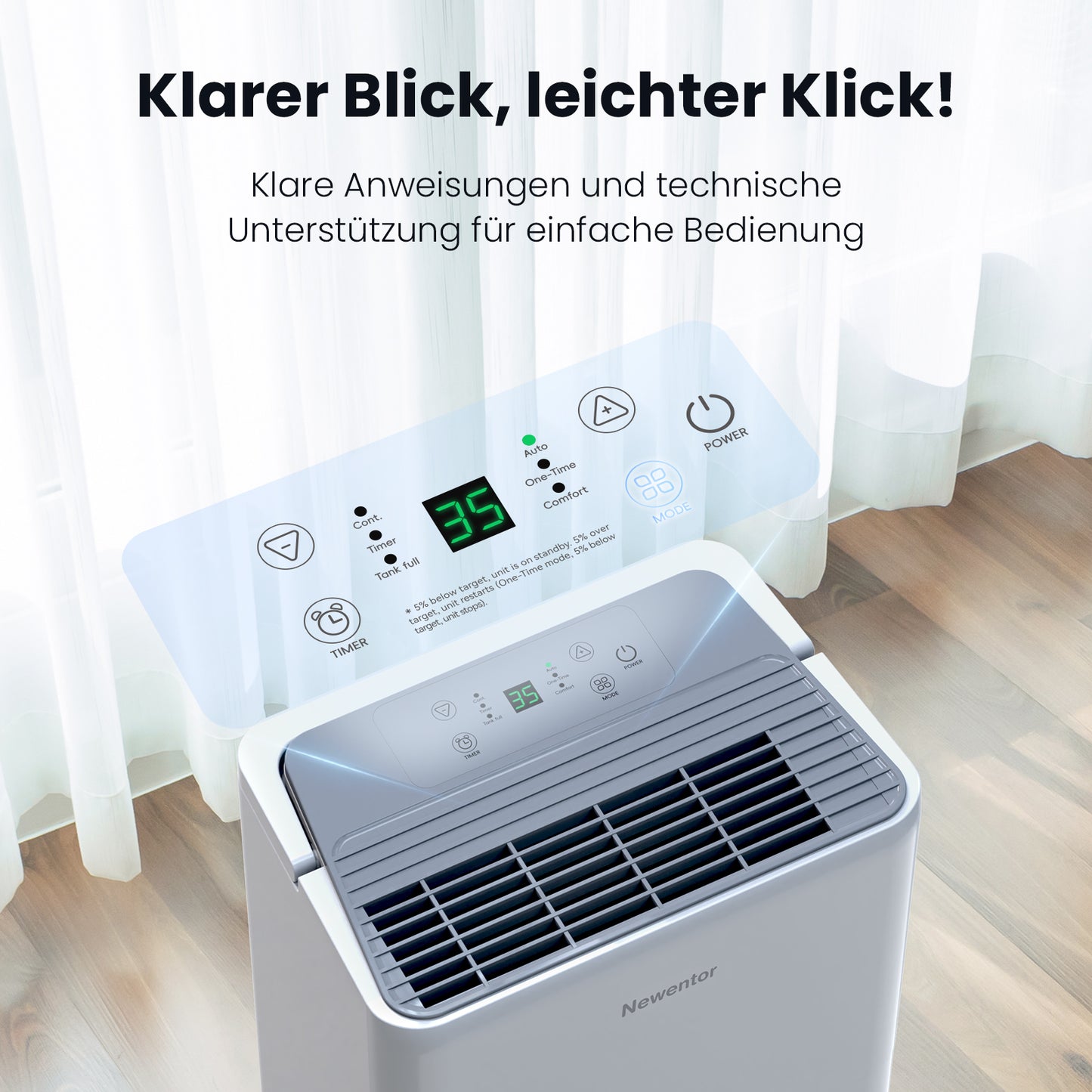 Newentor Tragbarer Luftentfeuchter 12L