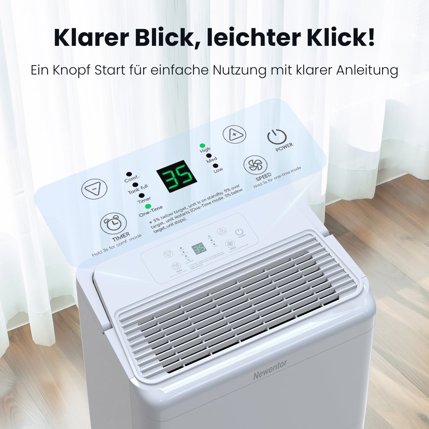 Newentor Tragbarer Luftentfeuchter 20L